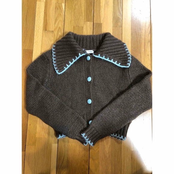 Zara | Knit Cardigan Contrast Stitching - Picture 5 of 13